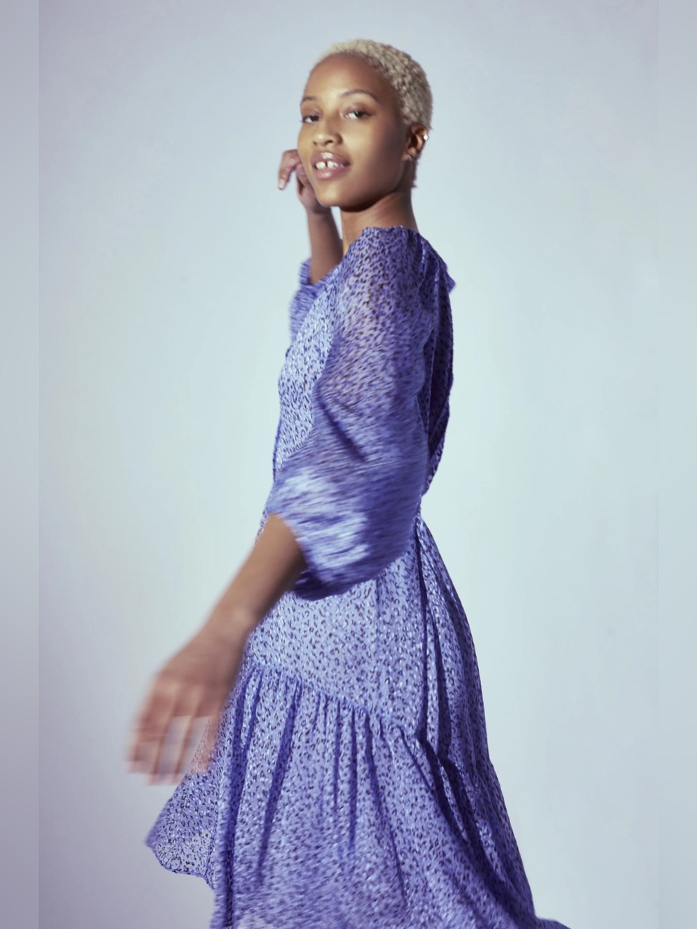 Joie Harlie Dress Est Size 2 Blue Leopard Chiffon Tiered Boho